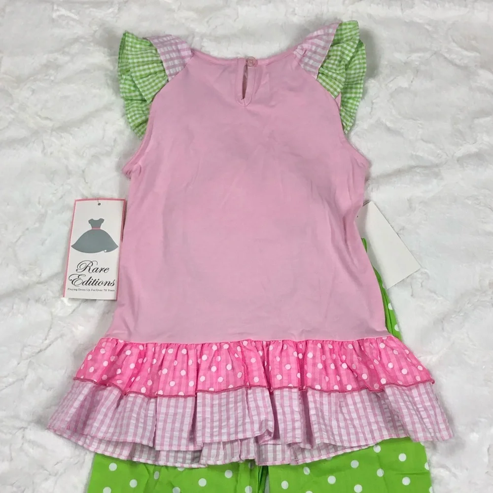 Bonnie Jean Pink and Green Polka Dot Cupcake Outfit size 5